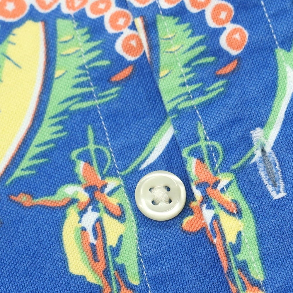 【中古】【未使用】ラルフローレン RALPH LAUREN コットン アロハ柄 ボタンダウン カジュアルシャツ ブルーxマルチカラー【 Ｍ 】【 状態ランクS 】【 メンズ 】
