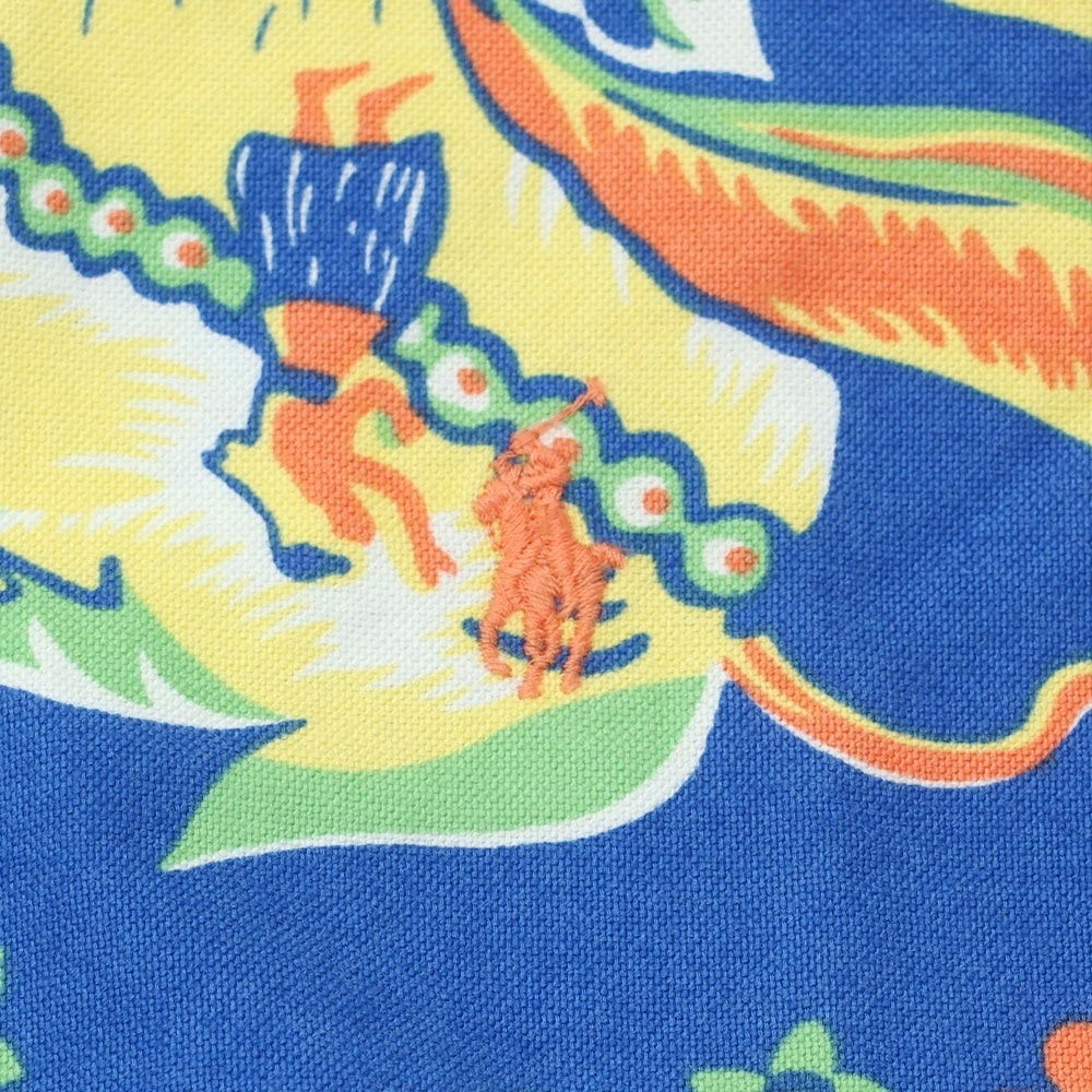 【中古】【未使用】ラルフローレン RALPH LAUREN コットン アロハ柄 ボタンダウン カジュアルシャツ ブルーxマルチカラー【 Ｍ 】【 状態ランクS 】【 メンズ 】