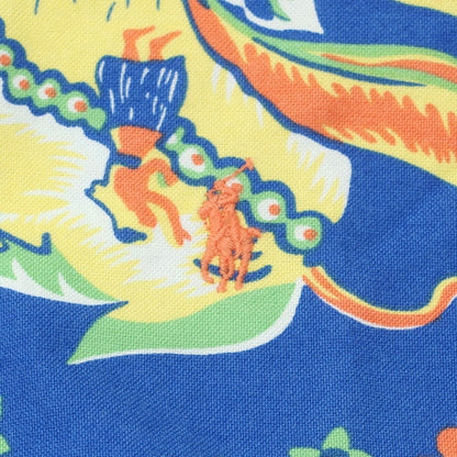 【中古】【未使用】ラルフローレン RALPH LAUREN コットン アロハ柄 ボタンダウン カジュアルシャツ ブルーxマルチカラー【 Ｍ 】【 状態ランクS 】【 メンズ 】
