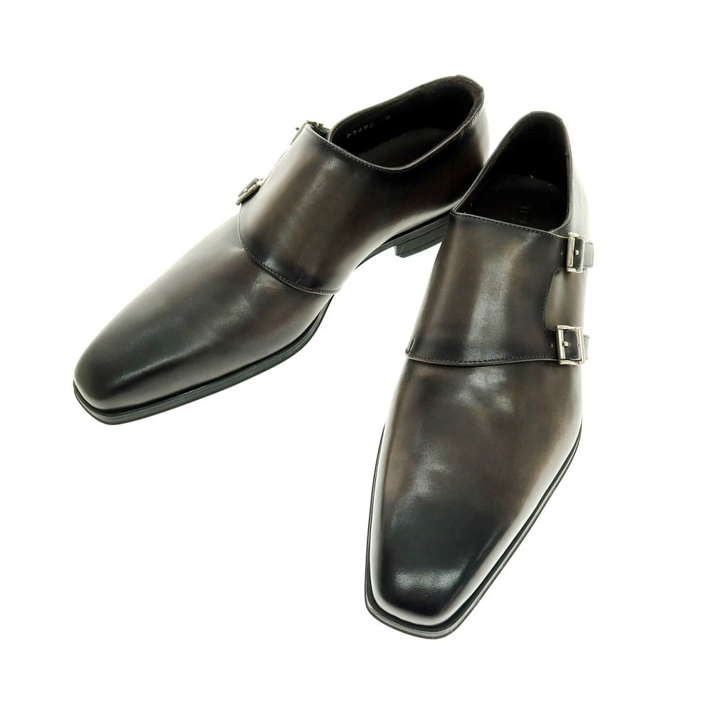 【中古】【未使用】インテレッサ INTERESSA ダブルモンク ドレスシューズ ブラックxカーキ【 8 】【 状態ランクS 】【 メンズ 】