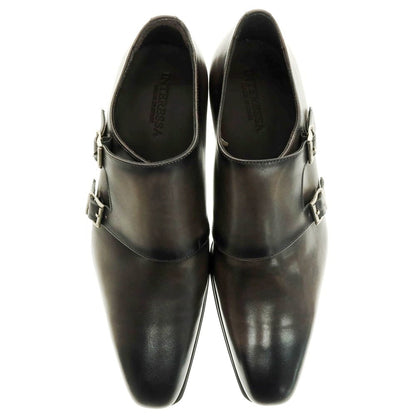 【中古】【未使用】インテレッサ INTERESSA ダブルモンク ドレスシューズ ブラックxカーキ【 8 】【 状態ランクS 】【 メンズ 】