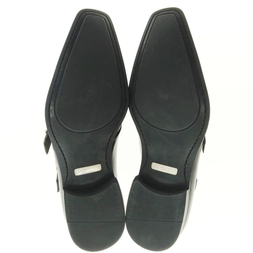 【中古】【未使用】インテレッサ INTERESSA ダブルモンク ドレスシューズ ブラックxカーキ【 8 】【 状態ランクS 】【 メンズ 】