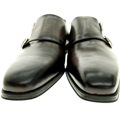 【中古】【未使用】インテレッサ INTERESSA ダブルモンク ドレスシューズ ブラックxカーキ【 8 】【 状態ランクS 】【 メンズ 】