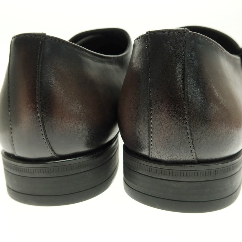 【中古】【未使用】インテレッサ INTERESSA ダブルモンク ドレスシューズ ブラックxカーキ【 8 】【 状態ランクS 】【 メンズ 】