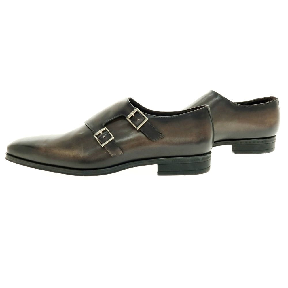 【中古】【未使用】インテレッサ INTERESSA ダブルモンク ドレスシューズ ブラックxカーキ【 8 】【 状態ランクS 】【 メンズ 】