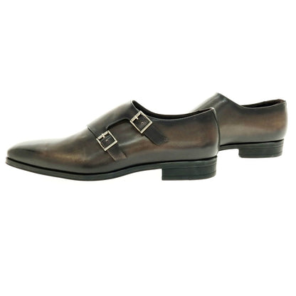 【中古】【未使用】インテレッサ INTERESSA ダブルモンク ドレスシューズ ブラックxカーキ【 8 】【 状態ランクS 】【 メンズ 】