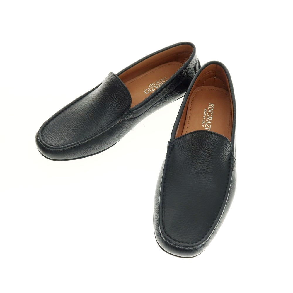 【中古】【未使用】リングラツィオ RINGRAZIO ドライビングローファー ブラック【 7 】【 状態ランクS 】【 メンズ 】