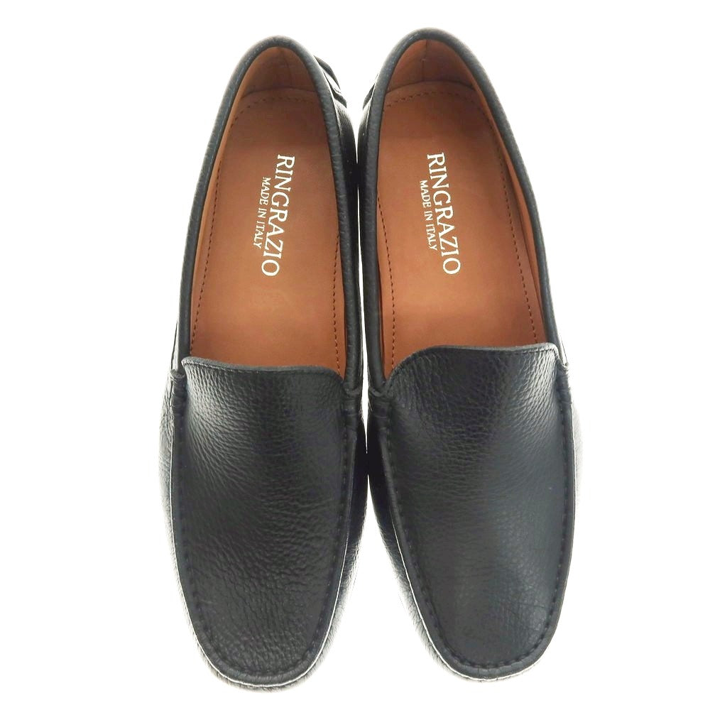 【中古】【未使用】リングラツィオ RINGRAZIO ドライビングローファー ブラック【 7 】【 状態ランクS 】【 メンズ 】