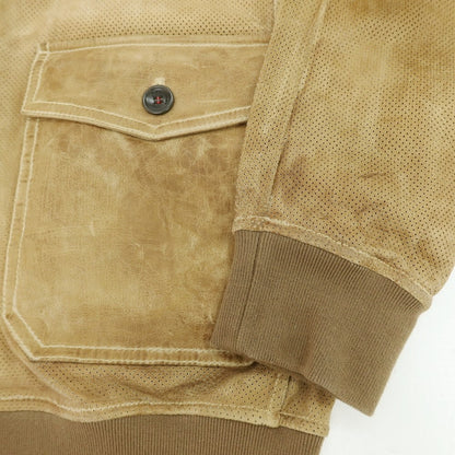 【中古】ピューテリー PEUTEREY MUSK パンチングレザー ブルゾン ベージュ【 XL 】【 状態ランクC 】【 メンズ 】