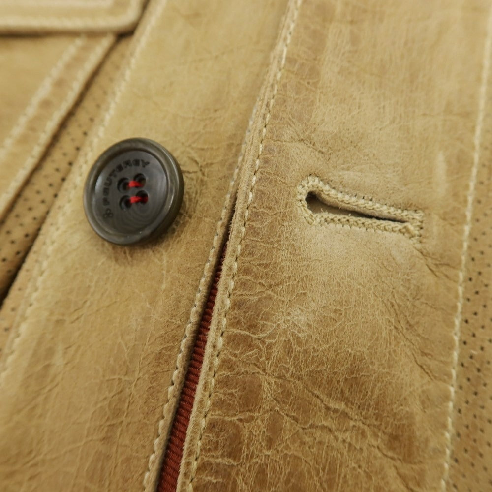 【中古】ピューテリー PEUTEREY MUSK パンチングレザー ブルゾン ベージュ【 XL 】【 状態ランクC 】【 メンズ 】