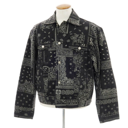 【中古】オット バイ ユークス 8 By Yoox OEKO-TEX オーガニックコットン バンダナプリント デニムジャケット ブラック【 Ｍ 】【 状態ランクC 】【 メンズ 】