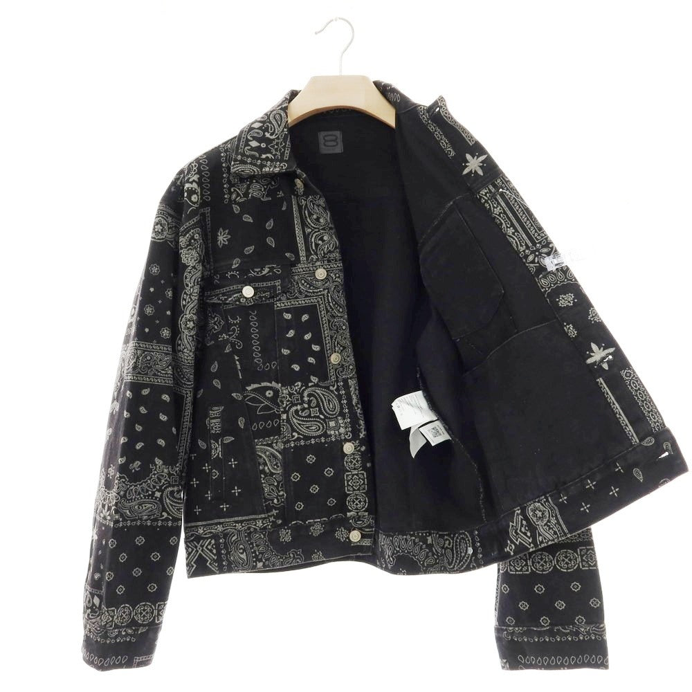 【中古】オット バイ ユークス 8 By Yoox OEKO-TEX オーガニックコットン バンダナプリント デニムジャケット ブラック【 Ｍ 】【 状態ランクC 】【 メンズ 】
