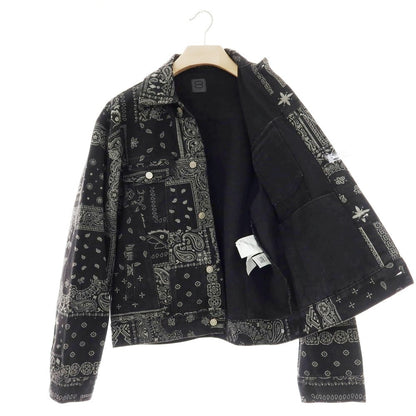 【中古】オット バイ ユークス 8 By Yoox OEKO-TEX オーガニックコットン バンダナプリント デニムジャケット ブラック【 Ｍ 】【 状態ランクC 】【 メンズ 】
