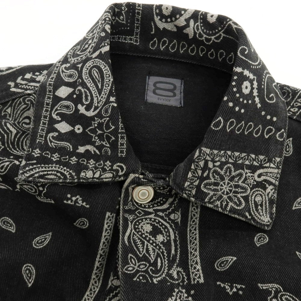 【中古】オット バイ ユークス 8 By Yoox OEKO-TEX オーガニックコットン バンダナプリント デニムジャケット ブラック【 Ｍ 】【 状態ランクC 】【 メンズ 】