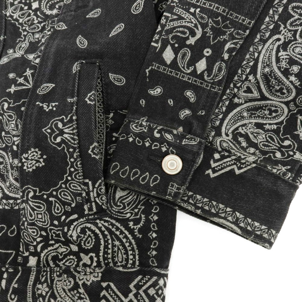 【中古】オット バイ ユークス 8 By Yoox OEKO-TEX オーガニックコットン バンダナプリント デニムジャケット ブラック【 Ｍ 】【 状態ランクC 】【 メンズ 】