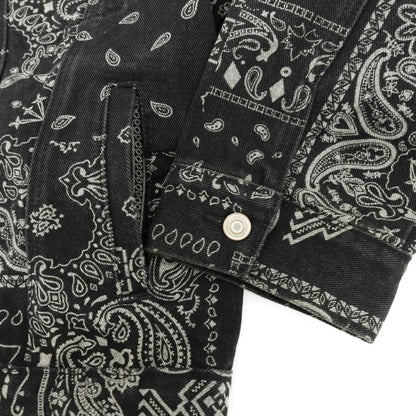 【中古】オット バイ ユークス 8 By Yoox OEKO-TEX オーガニックコットン バンダナプリント デニムジャケット ブラック【 Ｍ 】【 状態ランクC 】【 メンズ 】
