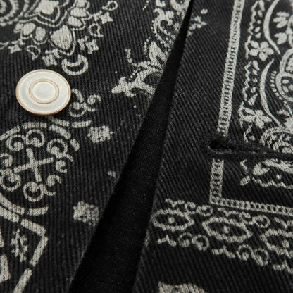 【中古】オット バイ ユークス 8 By Yoox OEKO-TEX オーガニックコットン バンダナプリント デニムジャケット ブラック【 Ｍ 】【 状態ランクC 】【 メンズ 】