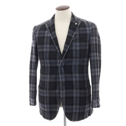【中古】エルビーエム1911 L.B.M.1911 ウールポリエステルナイロン チェック 2B テーラードジャケット ブラックxグレー【 50 】【 状態ランクC 】【 メンズ 】