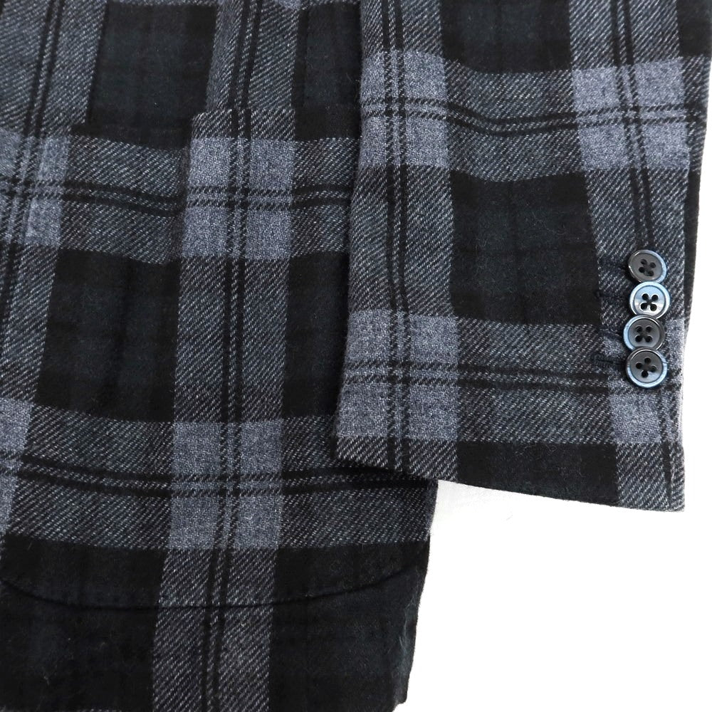 【中古】エルビーエム1911 L.B.M.1911 ウールポリエステルナイロン チェック 2B テーラードジャケット ブラックxグレー【 50 】【 状態ランクC 】【 メンズ 】