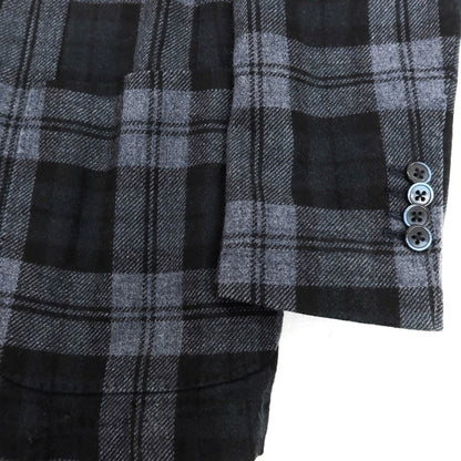 【中古】エルビーエム1911 L.B.M.1911 ウールポリエステルナイロン チェック 2B テーラードジャケット ブラックxグレー【 50 】【 状態ランクC 】【 メンズ 】