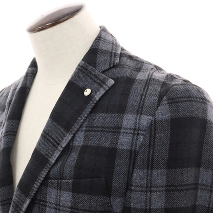 【中古】エルビーエム1911 L.B.M.1911 ウールポリエステルナイロン チェック 2B テーラードジャケット ブラックxグレー【 50 】【 状態ランクC 】【 メンズ 】
