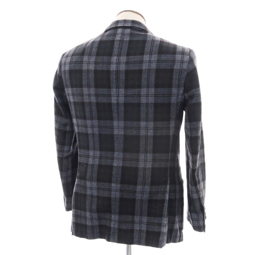 【中古】エルビーエム1911 L.B.M.1911 ウールポリエステルナイロン チェック 2B テーラードジャケット ブラックxグレー【 50 】【 状態ランクC 】【 メンズ 】