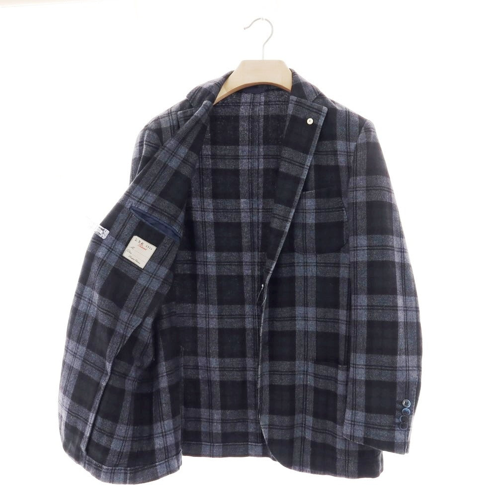 【中古】エルビーエム1911 L.B.M.1911 ウールポリエステルナイロン チェック 2B テーラードジャケット ブラックxグレー【 50 】【 状態ランクC 】【 メンズ 】