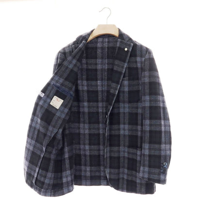 【中古】エルビーエム1911 L.B.M.1911 ウールポリエステルナイロン チェック 2B テーラードジャケット ブラックxグレー【 50 】【 状態ランクC 】【 メンズ 】