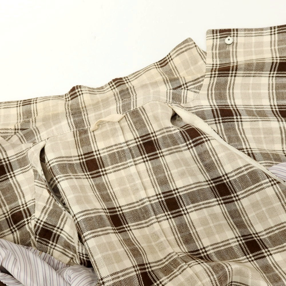 【中古】エルビーエム1911 L.B.M.1911 リネンコットン チェック テーラードジャケット アイボリーxブラウン【サイズ50】【 状態ランクD 】【 メンズ 】