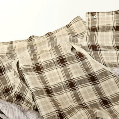 【中古】エルビーエム1911 L.B.M.1911 リネンコットン チェック テーラードジャケット アイボリーxブラウン【サイズ50】【 状態ランクD 】【 メンズ 】