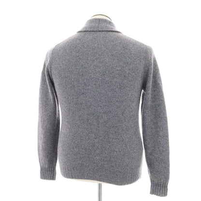 【中古】グランサッソ GRAN SASSO ウール ショールカラー カーディガン グレーxライトグレー【 50 】【 状態ランクC 】【 メンズ 】