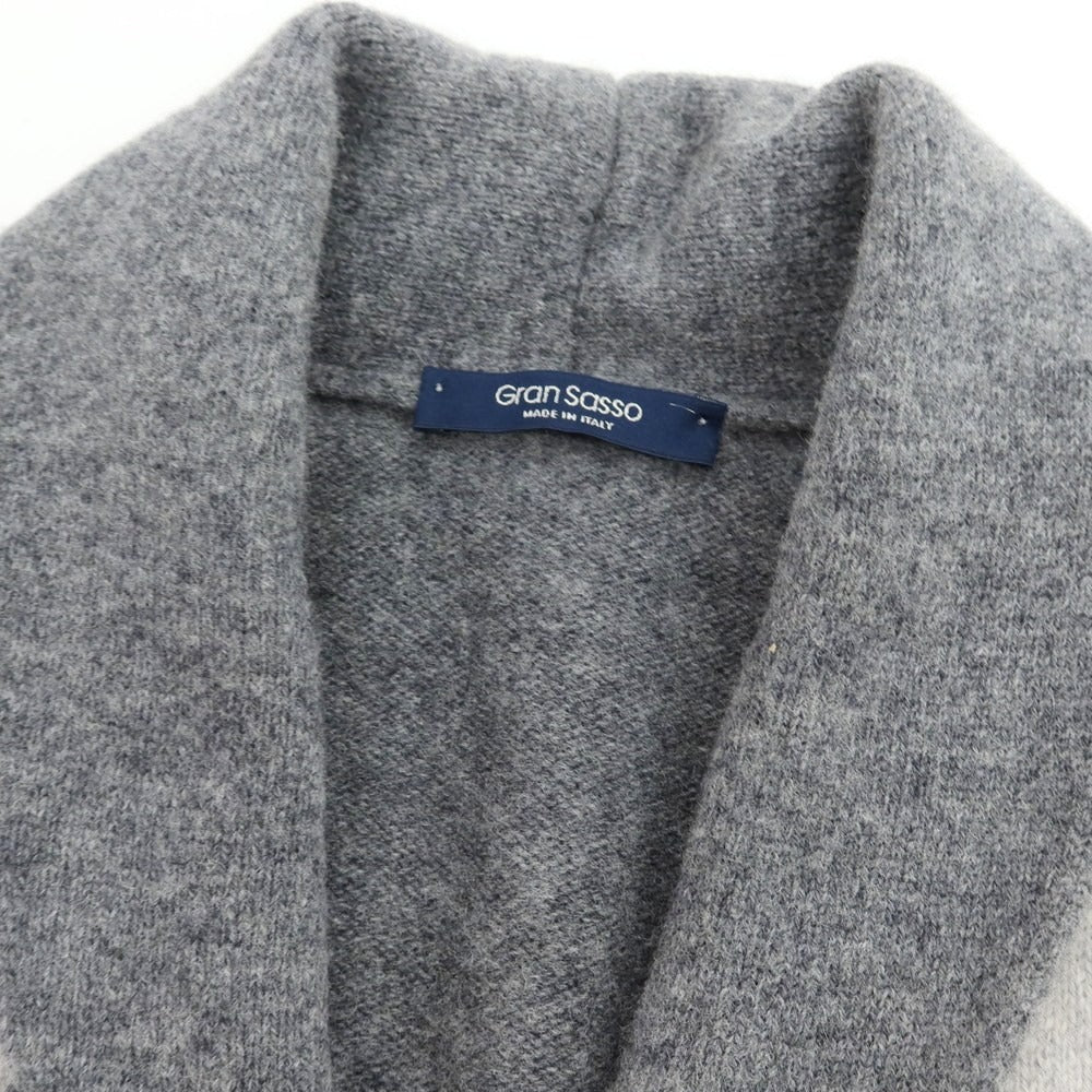 【中古】グランサッソ GRAN SASSO ウール ショールカラー カーディガン グレーxライトグレー【 50 】【 状態ランクC 】【 メンズ 】