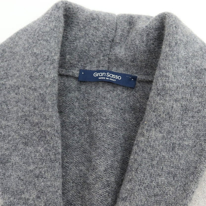 【中古】グランサッソ GRAN SASSO ウール ショールカラー カーディガン グレーxライトグレー【 50 】【 状態ランクC 】【 メンズ 】