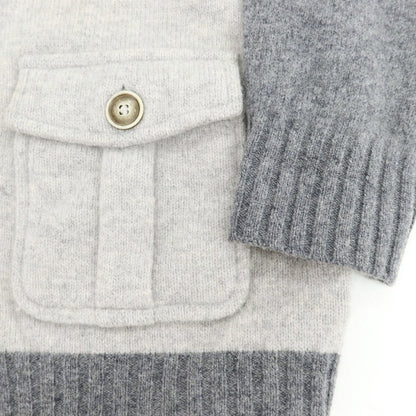 【中古】グランサッソ GRAN SASSO ウール ショールカラー カーディガン グレーxライトグレー【 50 】【 状態ランクC 】【 メンズ 】