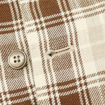 【中古】エルビーエム1911 L.B.M.1911 リネンコットン チェック カジュアル系ジレ ベスト ブラウンxベージュ【サイズ52 R】【 状態ランクB 】【 メンズ 】