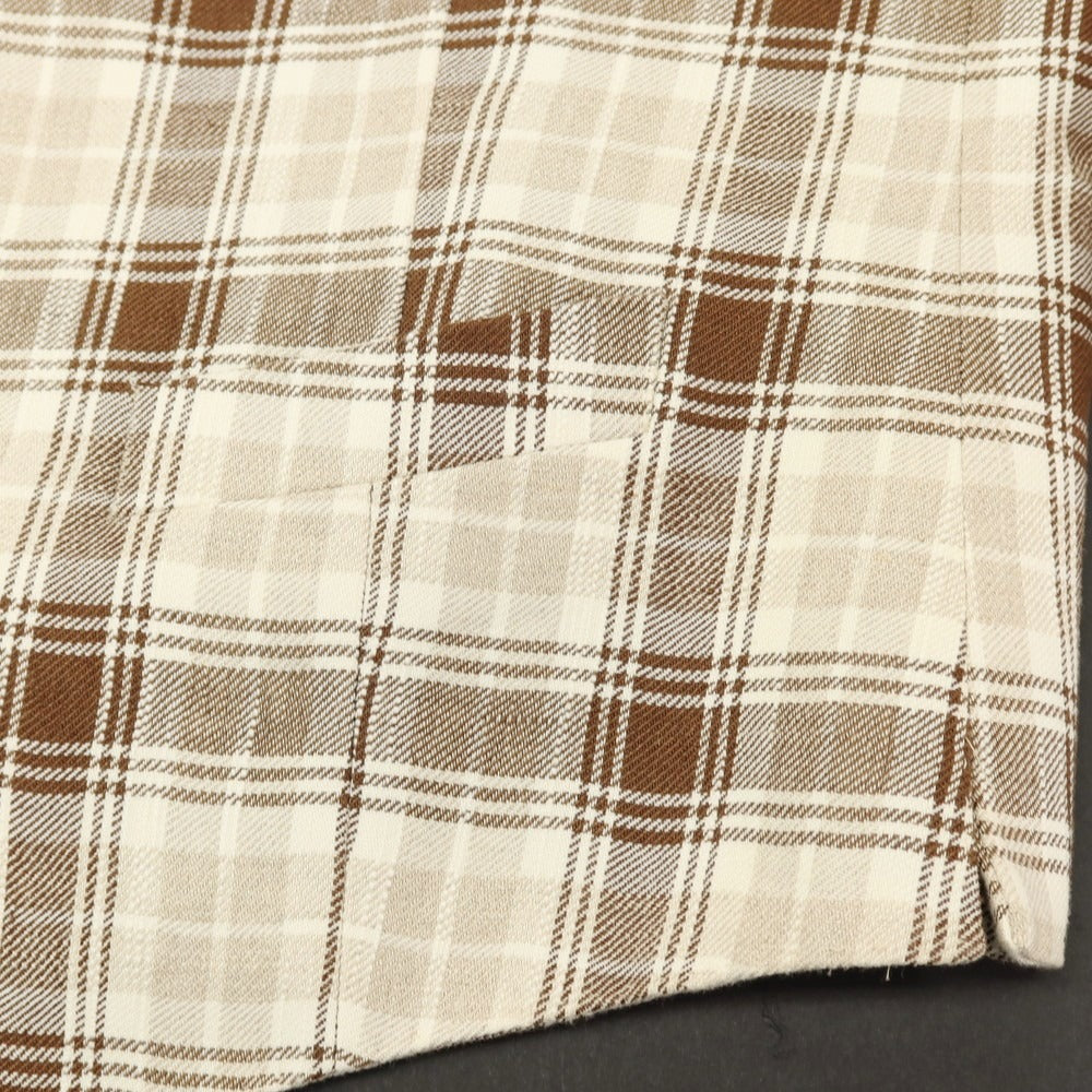 【中古】エルビーエム1911 L.B.M.1911 リネンコットン チェック カジュアル系ジレ ベスト ブラウンxベージュ【サイズ52 R】【 状態ランクB 】【 メンズ 】