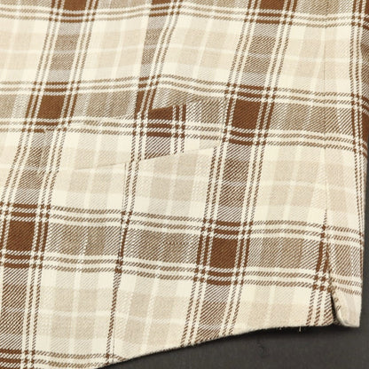 【中古】エルビーエム1911 L.B.M.1911 リネンコットン チェック カジュアル系ジレ ベスト ブラウンxベージュ【サイズ52 R】【 状態ランクB 】【 メンズ 】