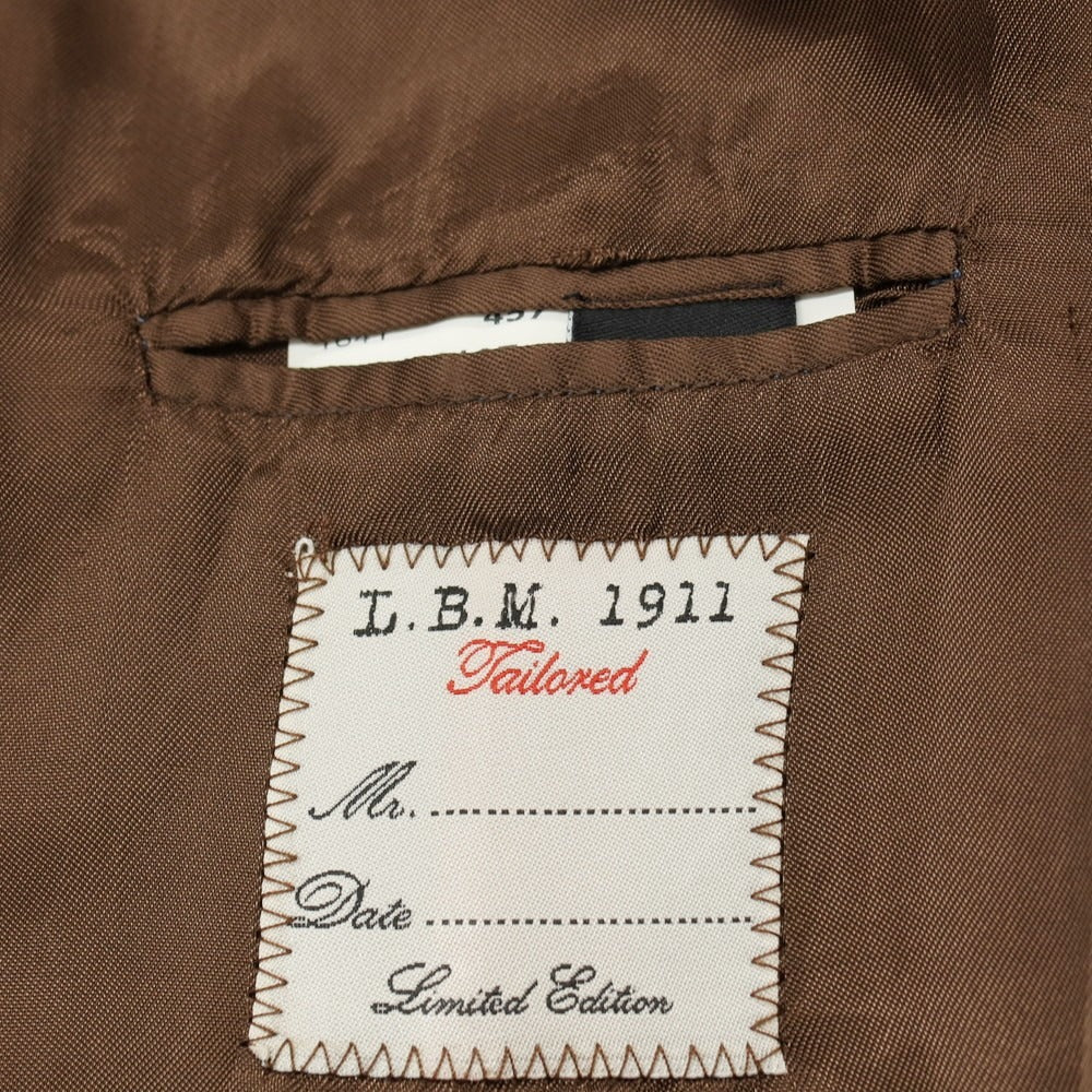 【中古】エルビーエム1911 L.B.M.1911 リネンコットン チェック カジュアル系ジレ ベスト ブラウンxベージュ【サイズ52 R】【 状態ランクB 】【 メンズ 】