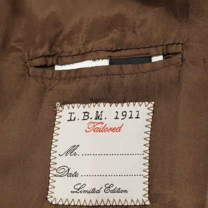 【中古】エルビーエム1911 L.B.M.1911 リネンコットン チェック カジュアル系ジレ ベスト ブラウンxベージュ【サイズ52 R】【 状態ランクB 】【 メンズ 】