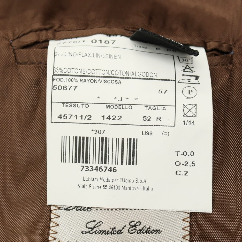 【中古】エルビーエム1911 L.B.M.1911 リネンコットン チェック カジュアル系ジレ ベスト ブラウンxベージュ【サイズ52 R】【 状態ランクB 】【 メンズ 】