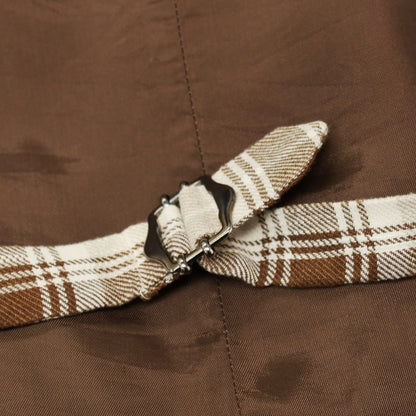 【中古】エルビーエム1911 L.B.M.1911 リネンコットン チェック カジュアル系ジレ ベスト ブラウンxベージュ【サイズ52 R】【 状態ランクB 】【 メンズ 】