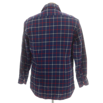 【中古】オリアン ORIAN コットン チェック ワイドカラー カジュアルシャツ ネイビーxレッド【 43 】【 状態ランクC 】【 メンズ 】