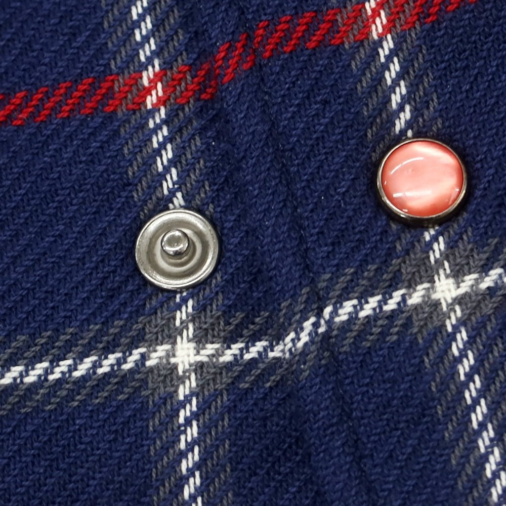【中古】オリアン ORIAN コットン チェック ワイドカラー カジュアルシャツ ネイビーxレッド【サイズ43】【 状態ランクC 】【 メンズ 】[CPD]