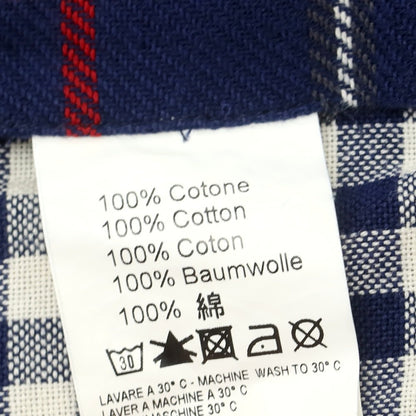 【中古】オリアン ORIAN コットン チェック ワイドカラー カジュアルシャツ ネイビーxレッド【 43 】【 状態ランクC 】【 メンズ 】