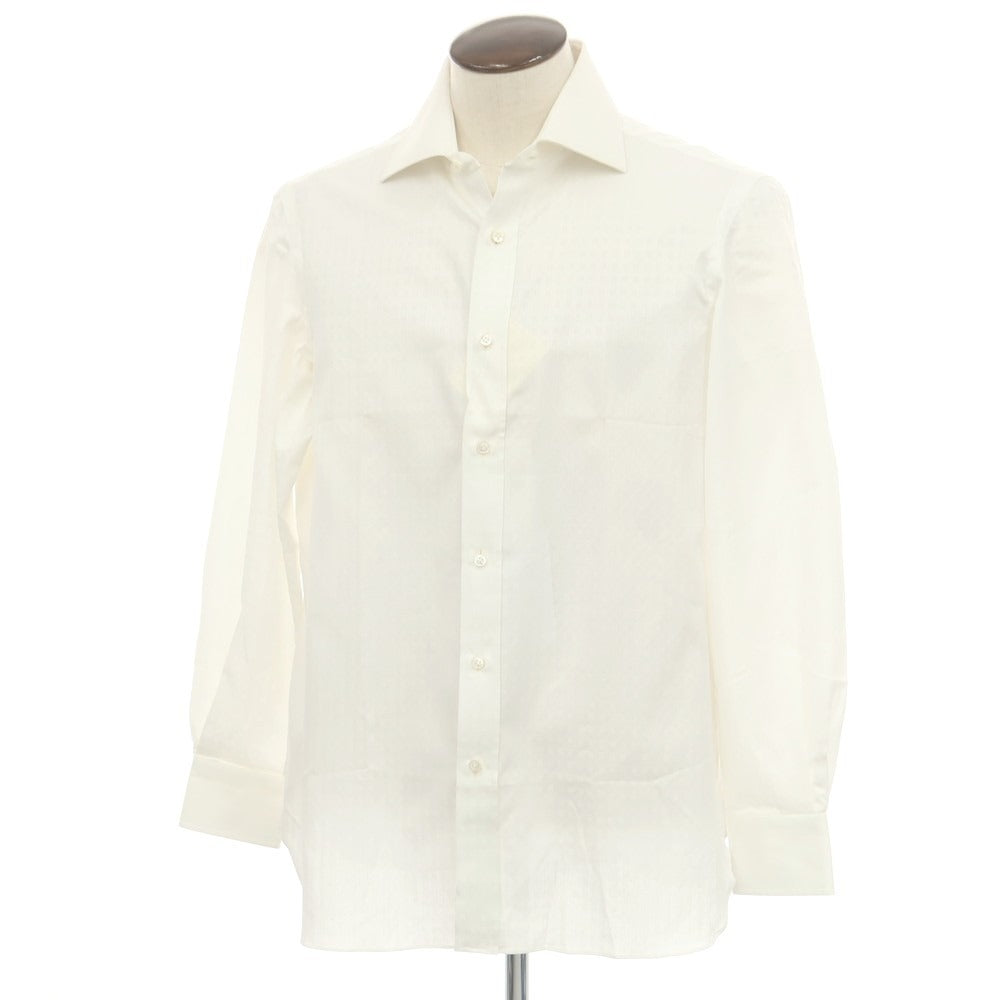 【中古】ルイジ ボレッリ Luigi Borrelli ジャカードコットン セミワイドカラー ドレスシャツ ホワイト【 42 】【 状態ランクA 】【 メンズ 】
