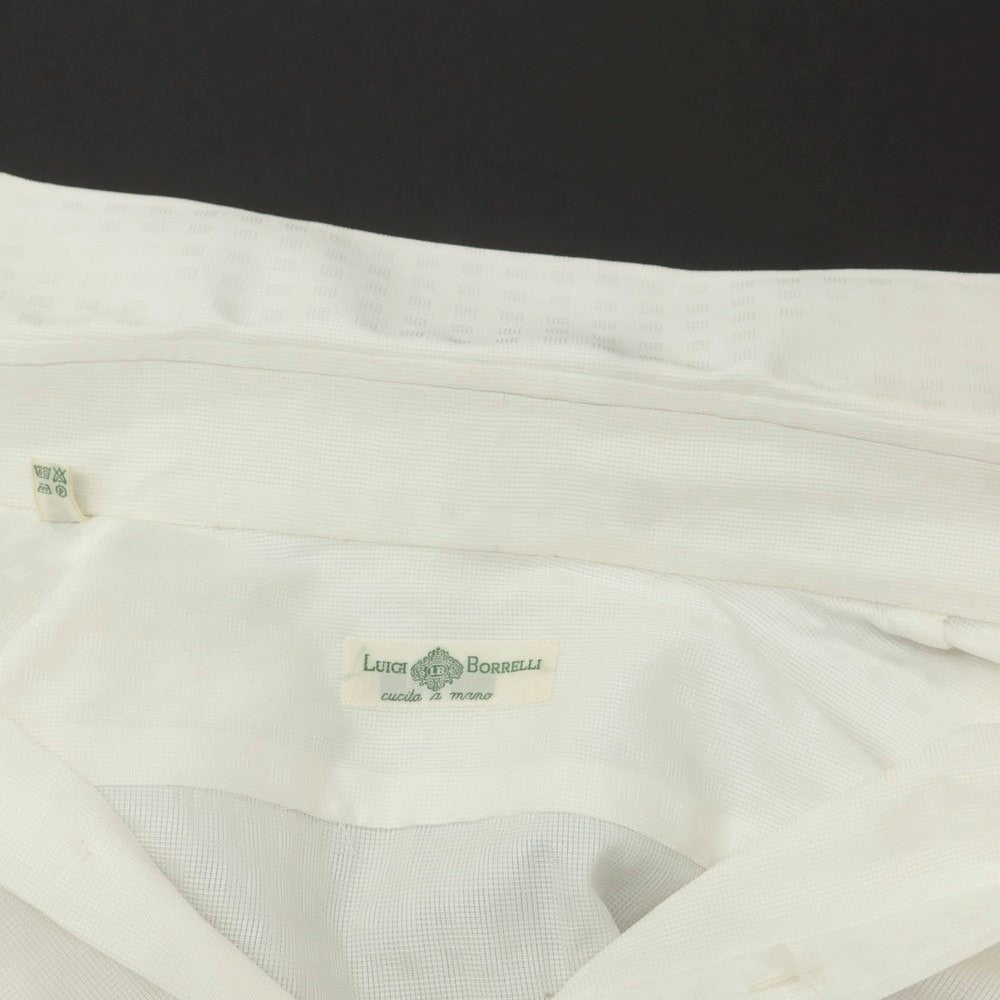 【中古】ルイジ ボレッリ Luigi Borrelli ジャカードコットン セミワイドカラー ドレスシャツ ホワイト【 42 】【 状態ランクA 】【 メンズ 】