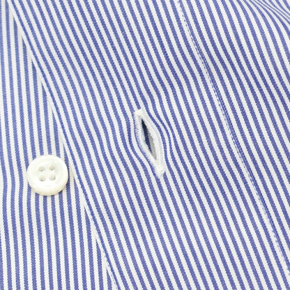 【中古】ブリーニ BURINI コットン ストライップ ダブルカフス クレリック ドレスシャツ ブルーxホワイト【 43 】【 状態ランクA 】【 メンズ 】