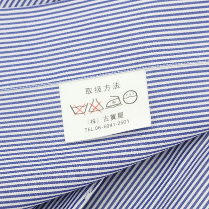 【中古】ブリーニ BURINI コットン ストライップ ダブルカフス クレリック ドレスシャツ ブルーxホワイト【 43 】【 状態ランクA 】【 メンズ 】