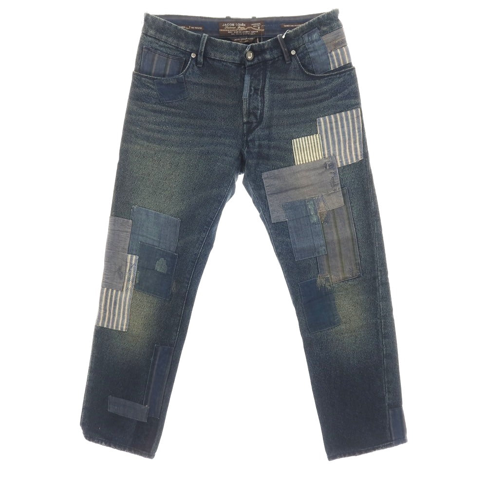 【中古】ヤコブコーエン JACOB COHEN J622 SEATTLE コットンアクリル パッチワーク デニムパンツ ネイビー【サイズ34】【 状態ランクC 】【 メンズ 】