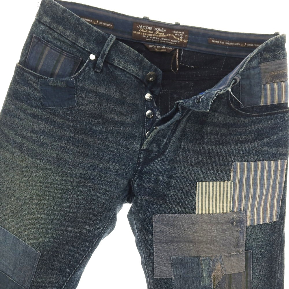 【中古】ヤコブコーエン JACOB COHEN J622 SEATTLE コットンアクリル パッチワーク デニムパンツ ネイビー【サイズ34】【 状態ランクC 】【 メンズ 】